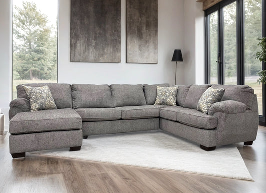 Brentwood Gray Modern Contemporary Traditional Chenille Fabric Sectional