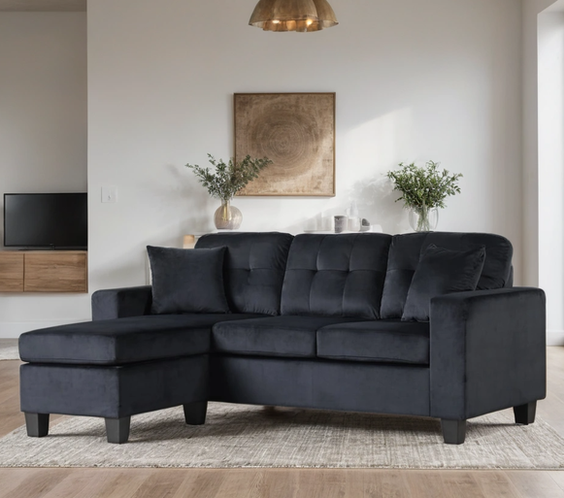Cris Black Reversible Sectional
