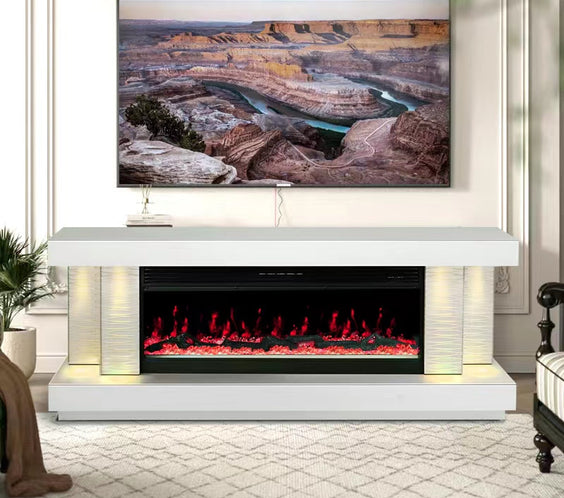 A91 TV STAND W/FIREPLACE (WHITE)