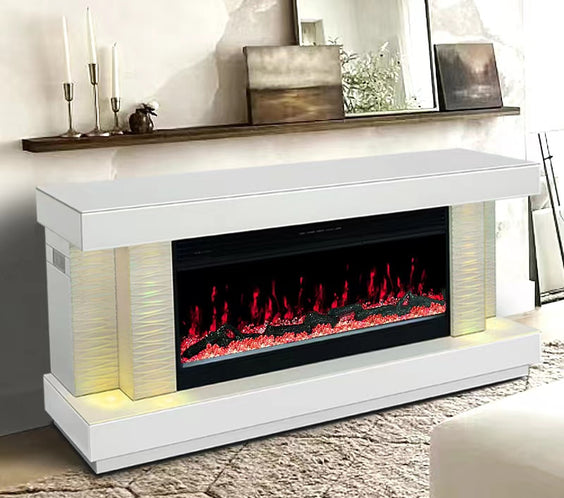 A91 TV STAND W/FIREPLACE (WHITE)