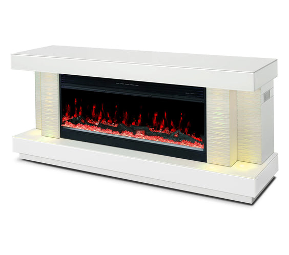 A91 TV STAND W/FIREPLACE (WHITE)