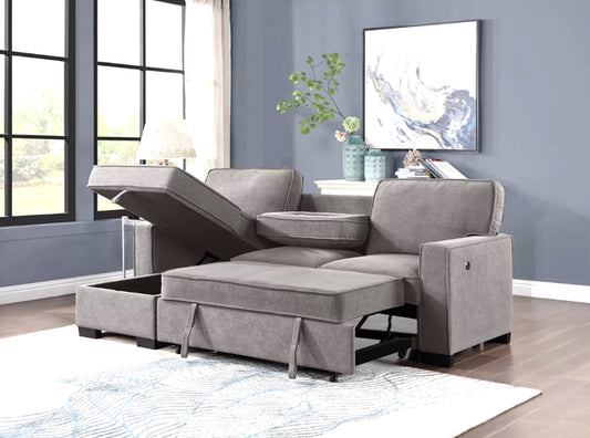 MARCOS Grey Sectional With Pull-Out Bed