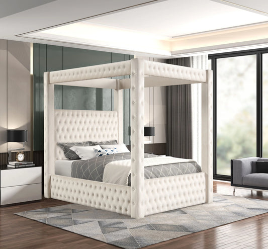 Transform your bedroom with the Castle Cream Platform Bed from Moda Home. Elegant design, sturdy frame, and luxurious comfort in Queen & King sizes.