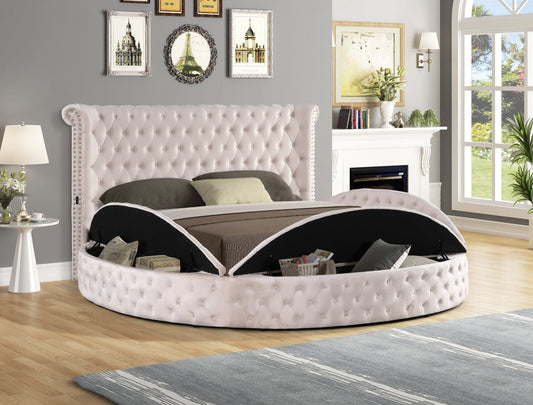 Upgrade your bedroom with the Penthouse2 Beige Platform Bed from Moda Home Furniture. Features built-in USB ports for modern convenience.
