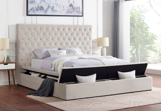 Elevate your bedroom with the Paris Beige Platform Bed from Moda Home. A stylish and comfortable design, available in Queen & King sizes.