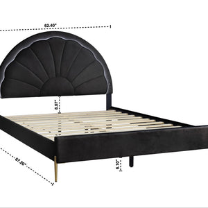 Flora Black Platform Bed Twin, Full, Queen (LED LIGHTS)