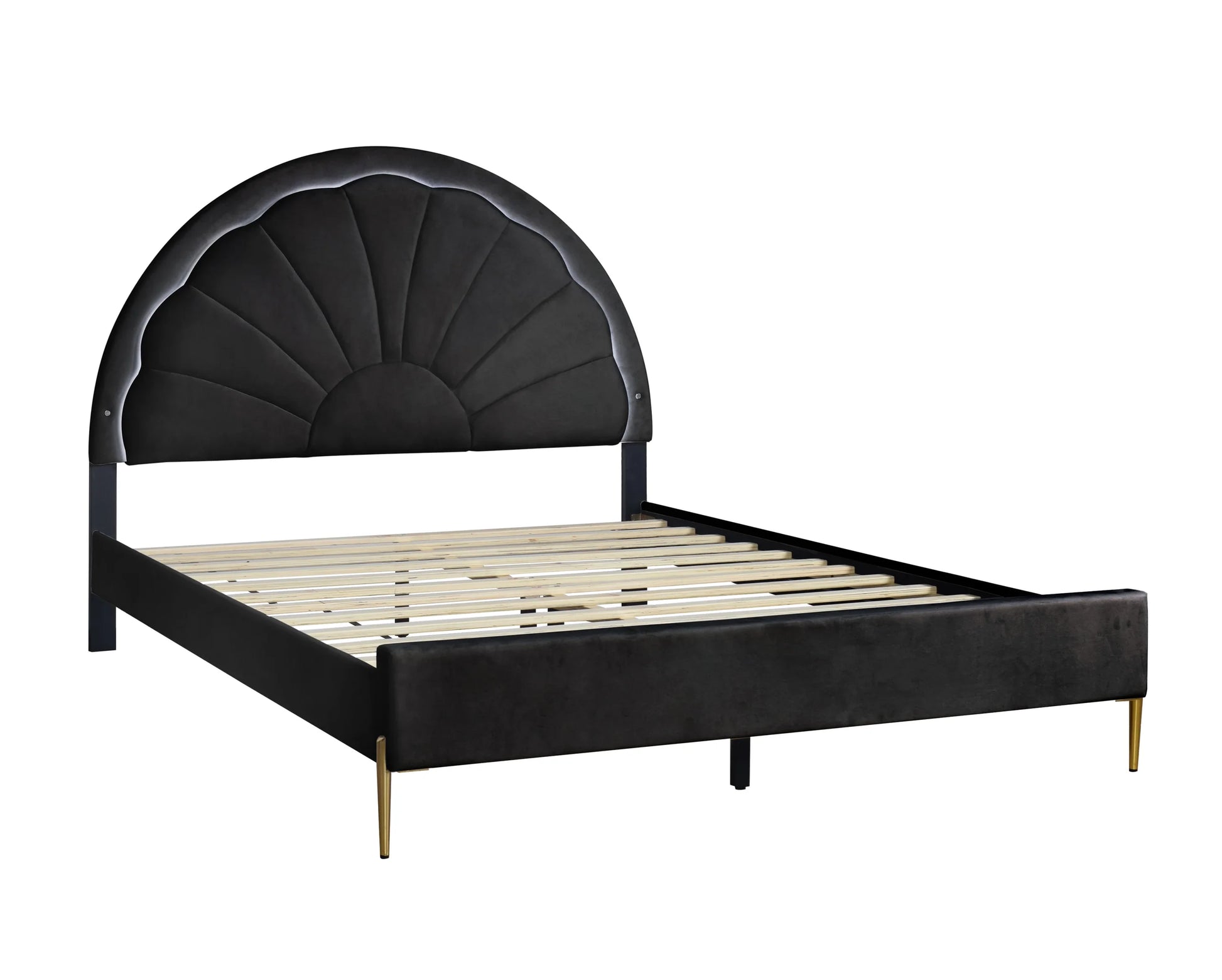 Flora Black Platform Bed Twin, Full, Queen (LED LIGHTS)