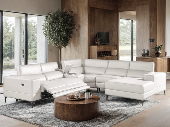 Relax in style with the Milano Pearl 6PC Power Reclining Sectional. Plush seating, power recline, and modern design. Shop now at Moda Home today!