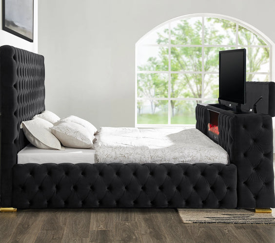 Future Black Platform Bed - Queen, King