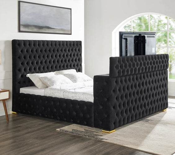 Future Black Platform Bed - Queen, King