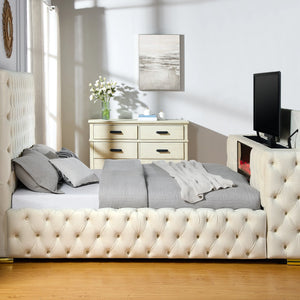 Future Beige Platform Bed - Queen, King