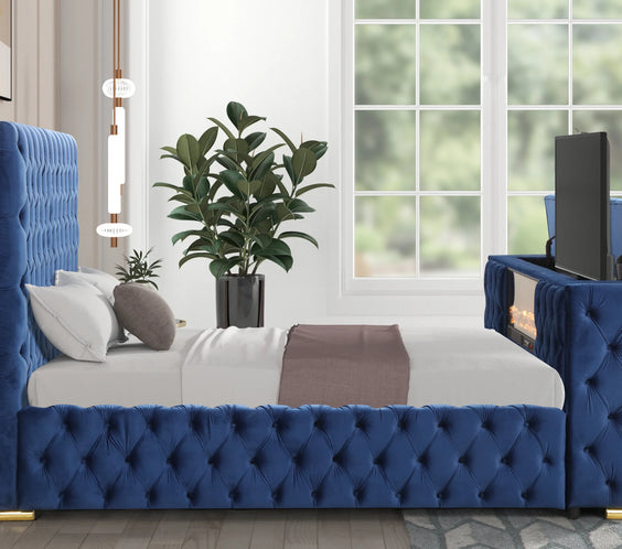 Future Blue Platform Bed - Queen, King