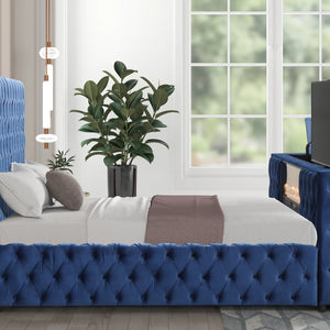 Future Blue Platform Bed - Queen, King