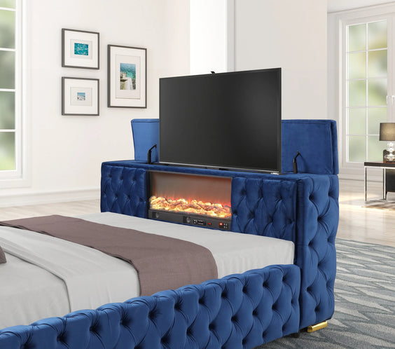 Future Blue Platform Bed - Queen, King