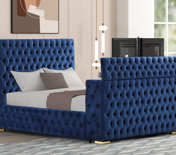 Future Blue Platform Bed - Queen, King