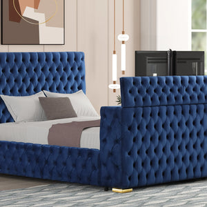 Future Blue Platform Bed - Queen, King