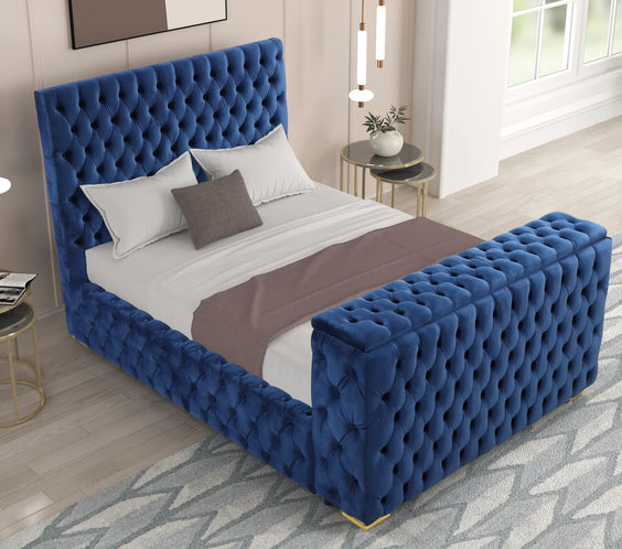 Add elegance to your bedroom with the Future Blue Platform Bed from Moda Home Furniture. Available in Queen & King sizes. Shop now for style & comfort!