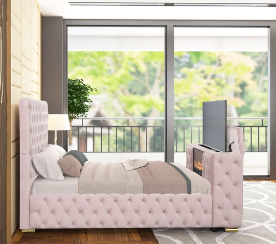 Future Pink Platform Bed - Queen, King