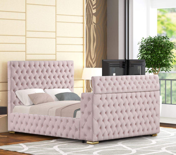 Add a touch of elegance with the Future Pink Platform Bed from Moda Home Furniture. Available in Queen & King sizes. Shop now for style & comfort!