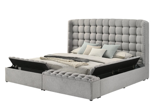 Madonna Gray Platform Bed - Queen, King