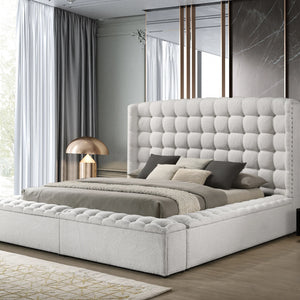 Madonna White Platform Bed - Queen, King