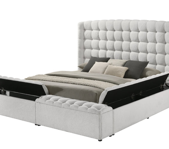 Madonna White Platform Bed - Queen, King