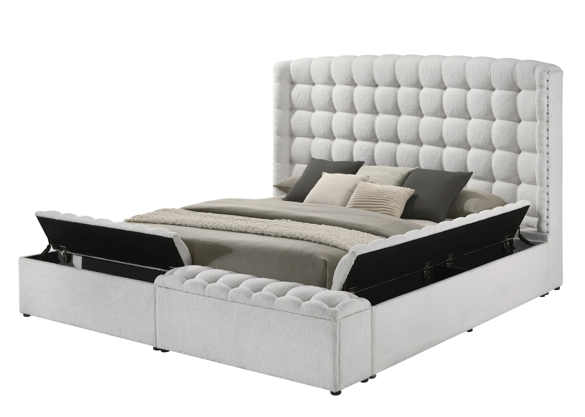 Madonna White Platform Bed - Queen, King