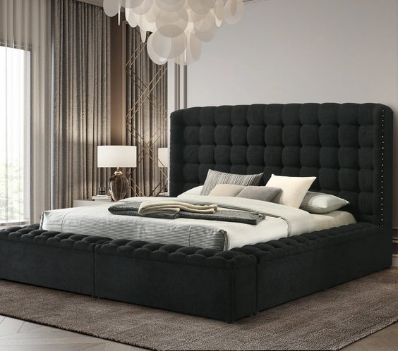 Madonna Black Queen Platform Bed - Eve Furniture Madonna Black Queen Platform Bed - Eve Furniture