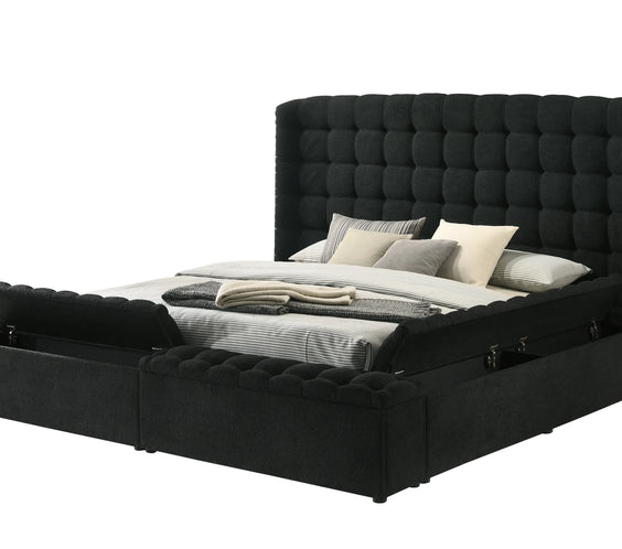 Madonna Black Platform Bed - Queen, King