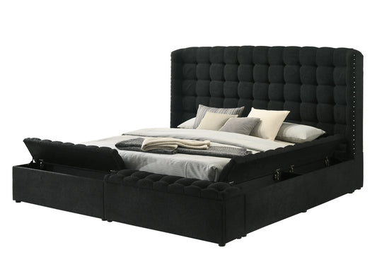 Madonna Black Platform Bed - Queen, King