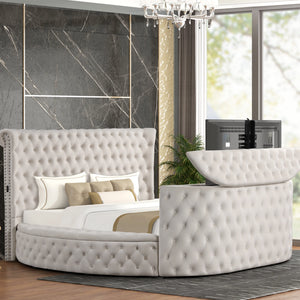 Patron Beige Platform Bed - Queen, King