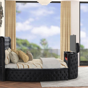 Patron2Black Platform Bed - Queen, King (w/ FIREPLACE)