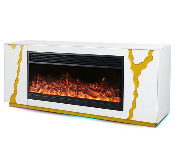 A904 TV STAND W/FIREPLACE (WHITE) **NEW ARRIVAL**