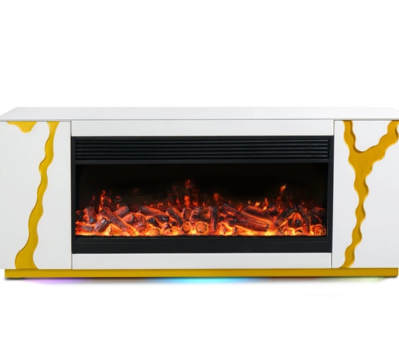 A904 TV STAND W/FIREPLACE (WHITE) **NEW ARRIVAL**