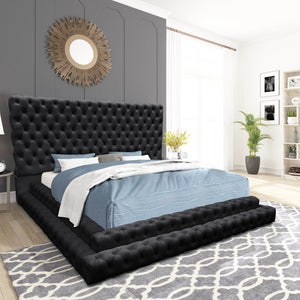 KIKI Black Platform Bed - Queen, King