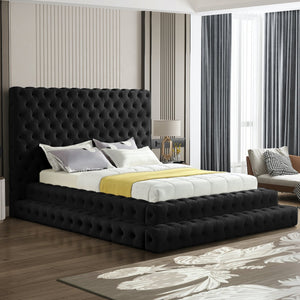 KIKI Black Platform Bed - Queen, King