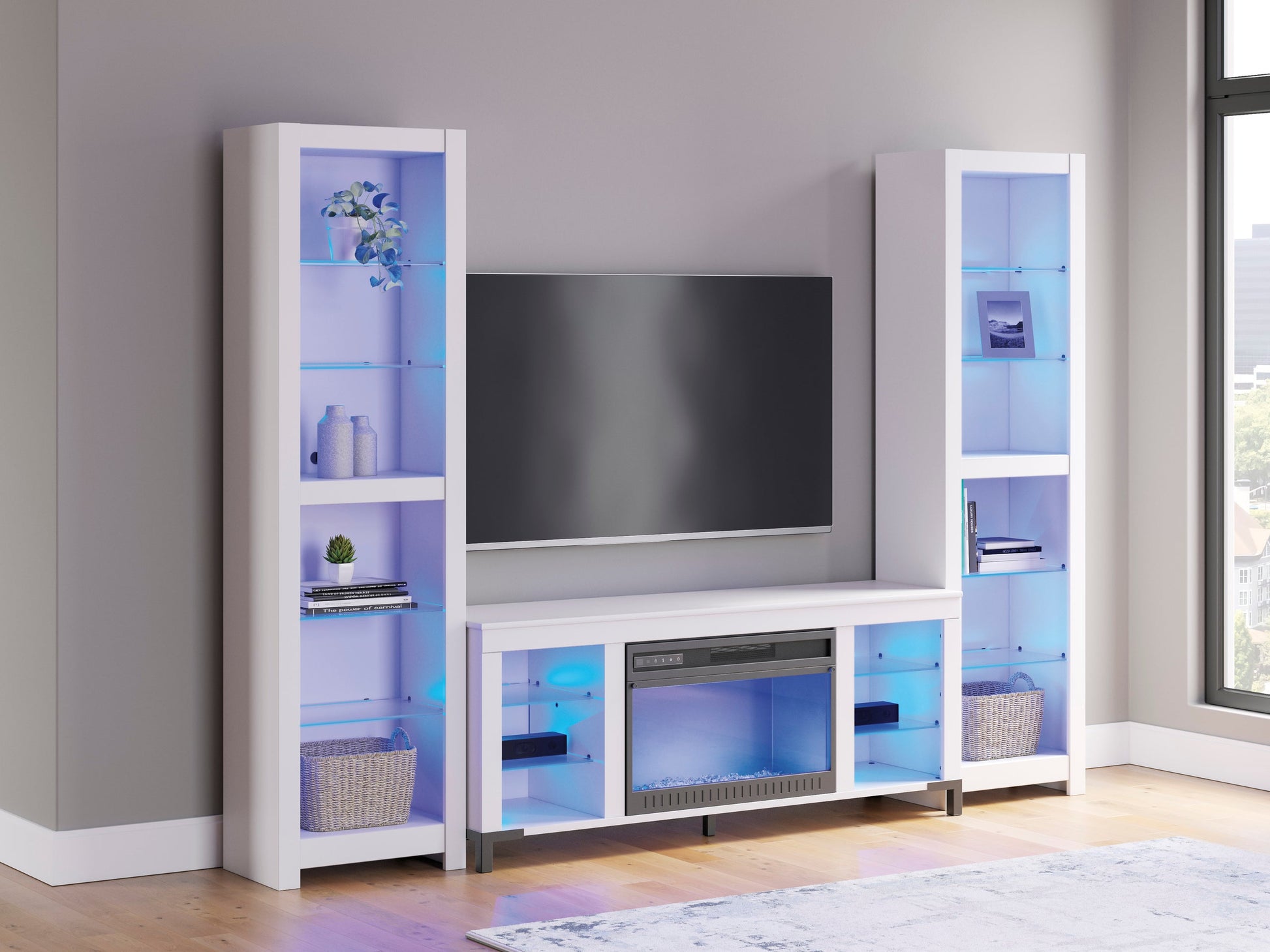 W2722 - TV Stand 59" L w/Fireplace (LED Lights) **NEW ARRIVAL**
