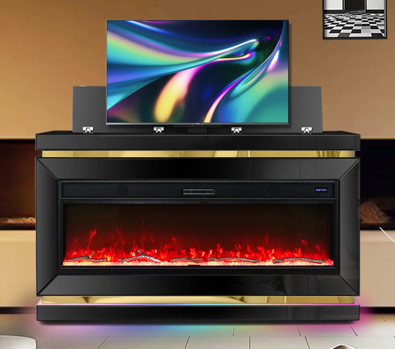 A93 TV STAND W/FIREPLACE (BLACK) **NEW ARRIVAL**