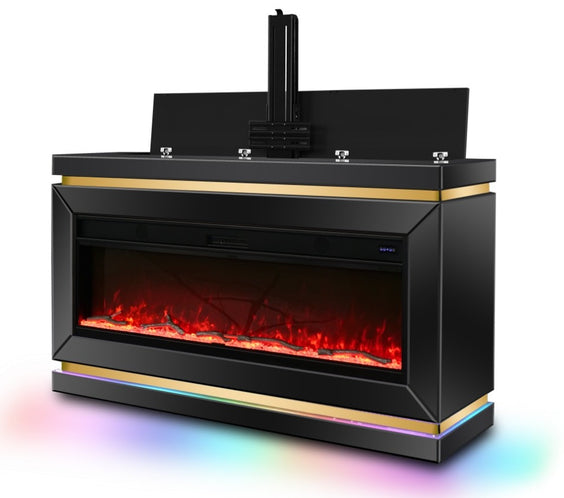 A93 TV STAND W/FIREPLACE (BLACK) **NEW ARRIVAL**