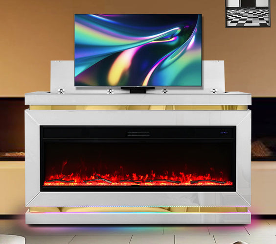 A94 TV STAND W/FIREPLACE (WHITE) **NEW ARRIVAL**