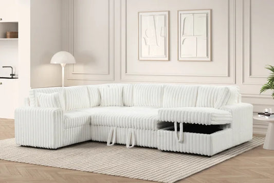 Forever Beige Sectional With Pull-Out Bed **NEW ARRIVAL**