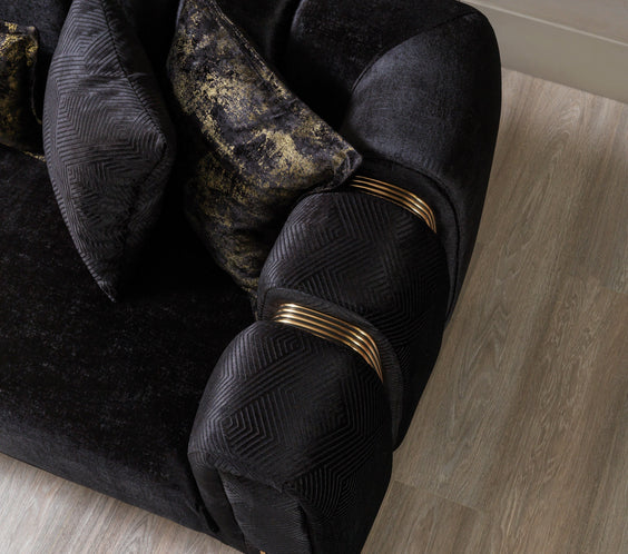 Santana Black Velvet Sofa & Loveseat