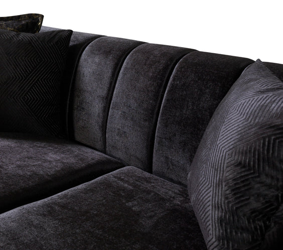 Santana Black Velvet Sofa & Loveseat