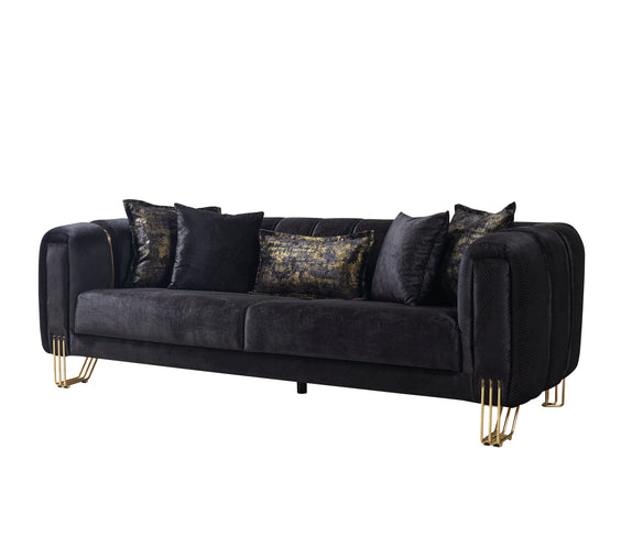 Santana Black Velvet Sofa & Loveseat