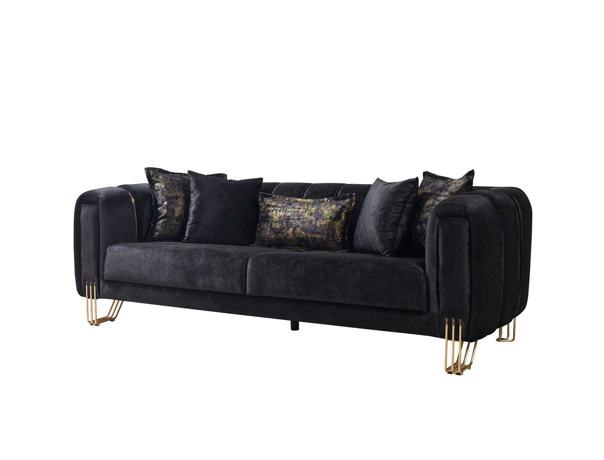 Santana Black Velvet Sofa & Loveseat