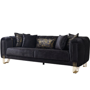 Santana Black Velvet Sofa & Loveseat