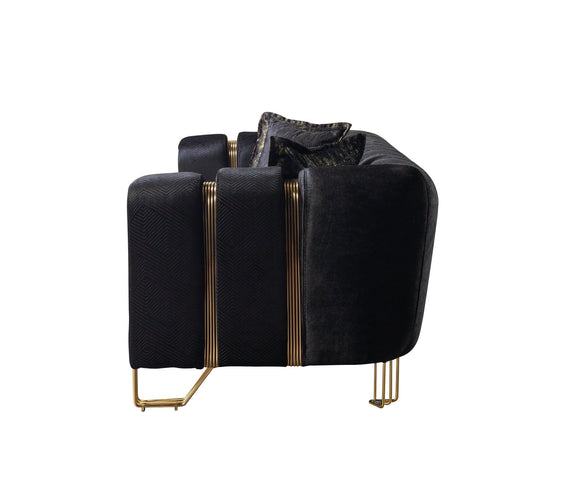 Santana Black Velvet Sofa & Loveseat