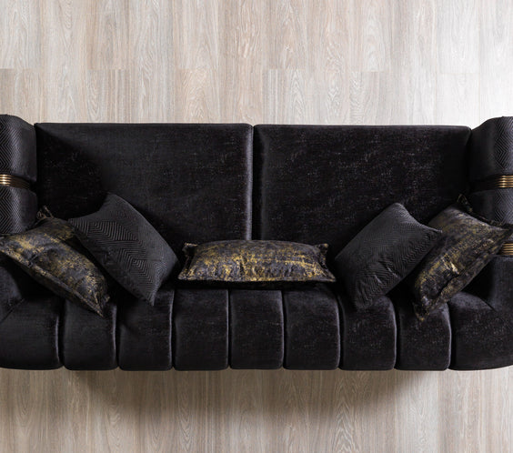 Santana Black Velvet Sofa & Loveseat