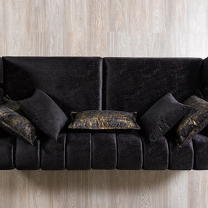 Santana Black Velvet Sofa & Loveseat