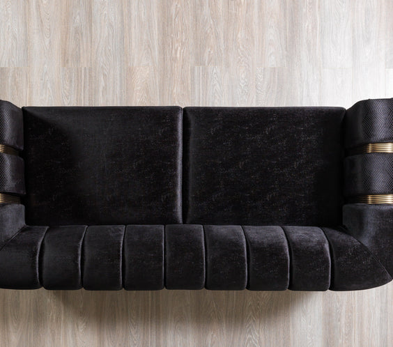 Santana Black Velvet Sofa & Loveseat